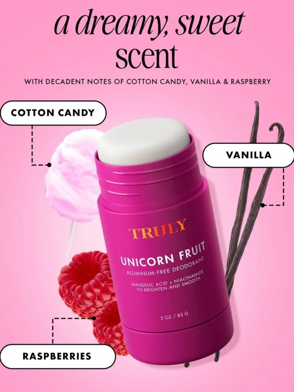 Truly Unicorn Fruit Brightening and Smoothing Aluminum Free deodorant